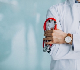 young handsome physician medical robe with stethoscope